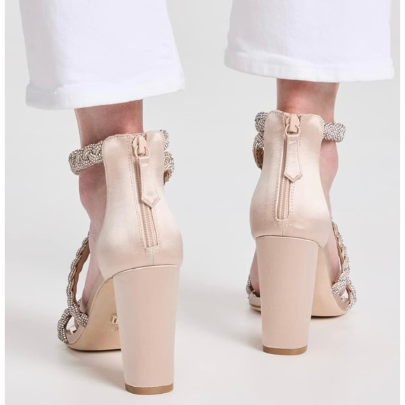 Badgley Mischka Women's Fenix Heeled Sandal Nude Satin, Size 8 - Picture 5 of 12